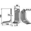 Rotorfreskniv - 195x80x10mm - Venstre - Muratori