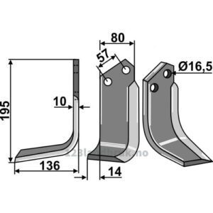 Rotorfreskniv - 195x80x10mm - Venstre - Muratori