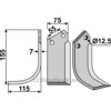 Rotorfreskniv - 155x75x7mm - Venstre - Nardi