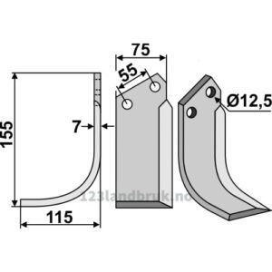 Rotorfreskniv - 155x75x7mm - Venstre - Nardi