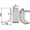 Rotorfreskniv - 173x75x7mm - Venstre - Nardi