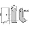 Rotorfreskniv - 135x60x6mm - Venstre - Nardi