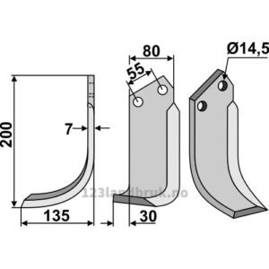 Rotorfreskniv - 200x80x7mm - Venstre - Nardi
