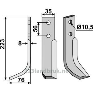 Rotorfreskniv - 223x35x8mm - Venstre - Nibbi Bruno