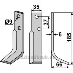 Rotorfreskniv - 185x35x6mm - Høyre - Nibbi Bruno
