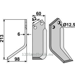 Rotorfreskniv - 213x60x6mm - Venstre - Nibbi Bruno