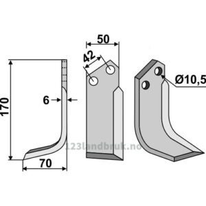 Rotorfreskniv - 170x50x6mm - Venstre - Nibbi Bruno