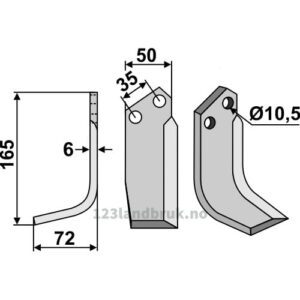 Rotorfreskniv - 165x50x6mm - Venstre - Nibbi Decimo, Valpadana