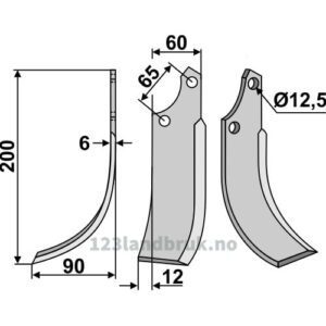 Rotorfreskniv - 200x60x6mm - Venstre - Ortolan
