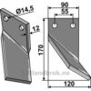 Rotorfreskniv - 170x90x12mm - Høyre - Ortiflor