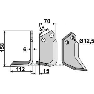 Rotorfreskniv - 158x70x6mm - Venstre - Palladino, Sandri