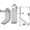 Rotorfreskniv - 185x60x6mm - Høyre - Pasquali