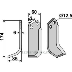 Rotorfreskniv - 174x60x6mm - Venstre - M.E.A.A.T., Mearelli, Pasquali