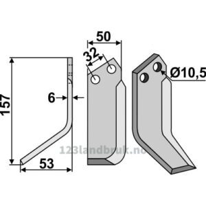 Rotorfreskniv - 157x50x6mm - Venstre - Pasquali