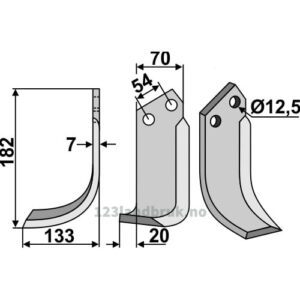 Rotorfreskniv - 182x70x7mm - Venstre - Pegoraro