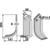 Rotorfreskniv - 204x80x8mm - Venstre - Pegoraro