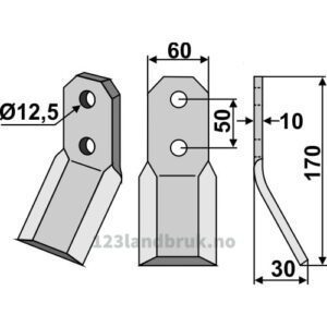 Rotorfreskniv - 170x60x10mm - Pegoraro