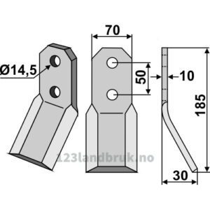 Rotorfreskniv - 185x70x10mm - Pegoraro