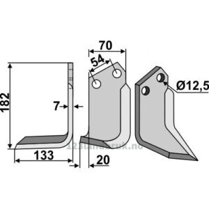 Rotorfreskniv - 182x70x7mm - Venstre - Pegoraro
