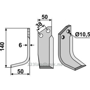Rotorfreskniv - 140x50x6mm - Venstre - Pegoraro