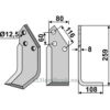 Rotorfreskniv 259x80x8 - 259x80x8mm - Høyre - Pegoraro