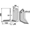 Rotorfreskniv - 206x80x8mm - Venstre - Pegoraro