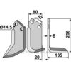 Rotorfreskniv - 206x80x8mm - Høyre - Pegoraro