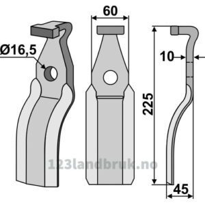 Rotorfreskniv til - 225x60x10mm - Pegoraro