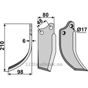Rotorfreskniv - 210x80x6mm - Venstre - Agromet