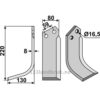 Rotorfreskniv - 220x80x8mm - Venstre - Rabe