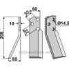 Rotorfreskniv - 208x60x10mm - Venstre - Renter L.M.T.