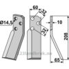 Rotorfreskniv - 208x60x10mm - Høyre - Renter L.M.T.