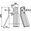 Rotorfreskniv - 225x60x12mm - Venstre - Renter L.M.T.