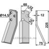 Rotorfreskniv - 225x60x12mm - Høyre - Renter L.M.T.