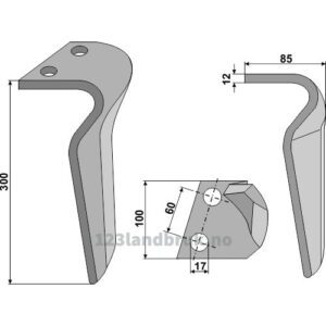 Fresetind til Horisontalfres 300mm - 300x100x12mm - Venstre - Breviglieri