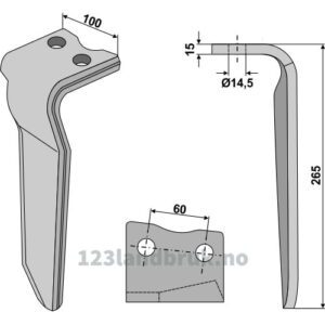 Fresetind til Horisontalfres 265mm - 265x100x15mm - Venstre - Howard, Remac