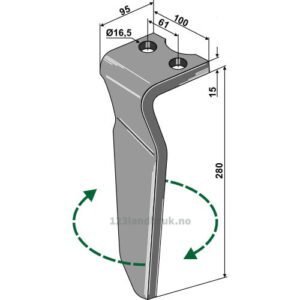 Fresetind til Horisontalfres 280mm - 280x100x15mm - Høyre - Krone