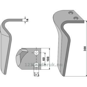 Fresetind til Horisontalfres 300mm - 300x100x14mm - Høyre - Rau