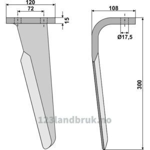 Fresetind til Horisontalfres 300mm - 300x120x15mm - Venstre - Celli