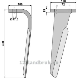 Fresetind til Horisontalfres 300mm - 300x120x15mm - Høyre - Celli