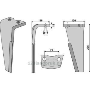 Fresetind til Horisontalfres 295mm - 295x120x15mm - Venstre - Niemeyer