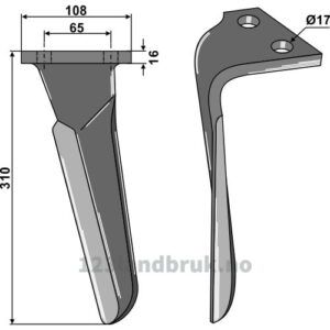 Fresetind til Horisontalfres 310mm - 310x108mm - Venstre - Frandent