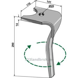 Fresetind til Horisontalfres 290mm - 290x110x14mm - Høyre - Kuhn