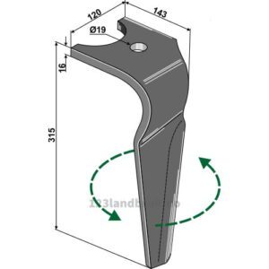 Fresetind til Horisontalfres 315mm - 315x120x16mm - Venstre - Kuhn