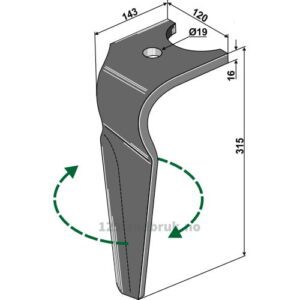 Fresetind til Horisontalfres 315mm - 315x120x16mm - Høyre - Kuhn