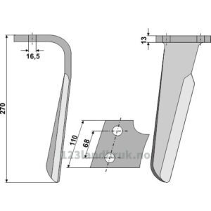 Fresetind til Horisontalfres 270mm - 270x110x13mm - Høyre - Kuhn