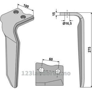 Fresetind til Horisontalfres 275mm - 275x100x15mm - Venstre - Howard