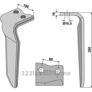 Fresetind til Horisontalfres 260mm - 260x100x18mm - Venstre - Howard