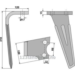 Fresetind til Horisontalfres 310mm - 310x100x15mm - Venstre - Schmotzer, Seima