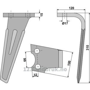 Fresetind til Horisontalfres 310mm - 310x100x15mm - Høyre - Schmotzer, Seima